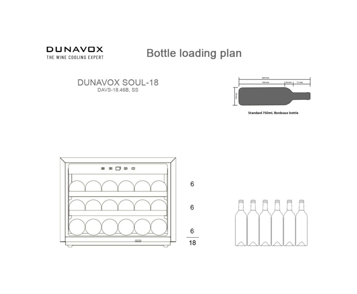 Dunavox VS-18.46SS Soul-18 Cantina vini cm. 59 - 18 bottiglie - inox