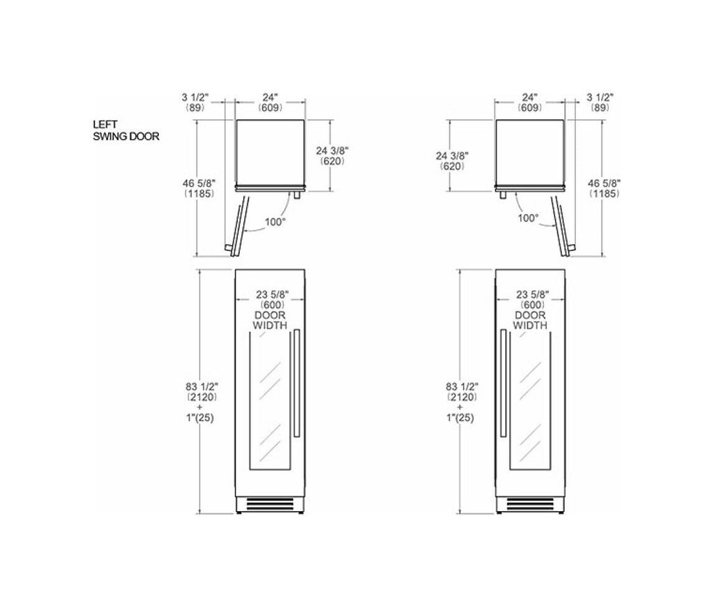 Bertazzoni WC605BRX2T Professional Cantina vini da incasso 60 cm, doppia zona, 80 bottiglie, pannelli acciaio inox