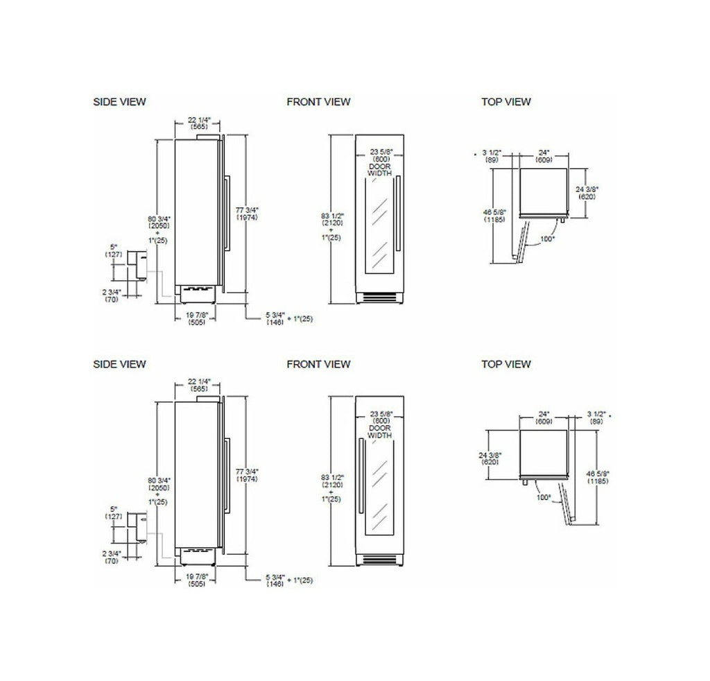 Bertazzoni WC605BRX2T Professional Cantina vini da incasso 60 cm, doppia zona, 80 bottiglie, pannelli acciaio inox