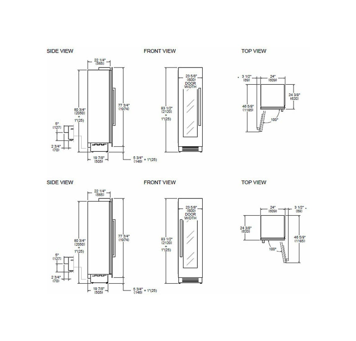 Bertazzoni WC605BRX2T Professional Cantina vini da incasso 60 cm, doppia zona, 80 bottiglie, pannelli acciaio inox