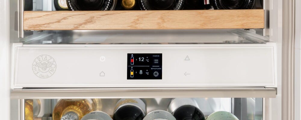 Bertazzoni WC605BRX2T Professional Cantina vini da incasso 60 cm, doppia zona, 80 bottiglie, pannelli acciaio inox
