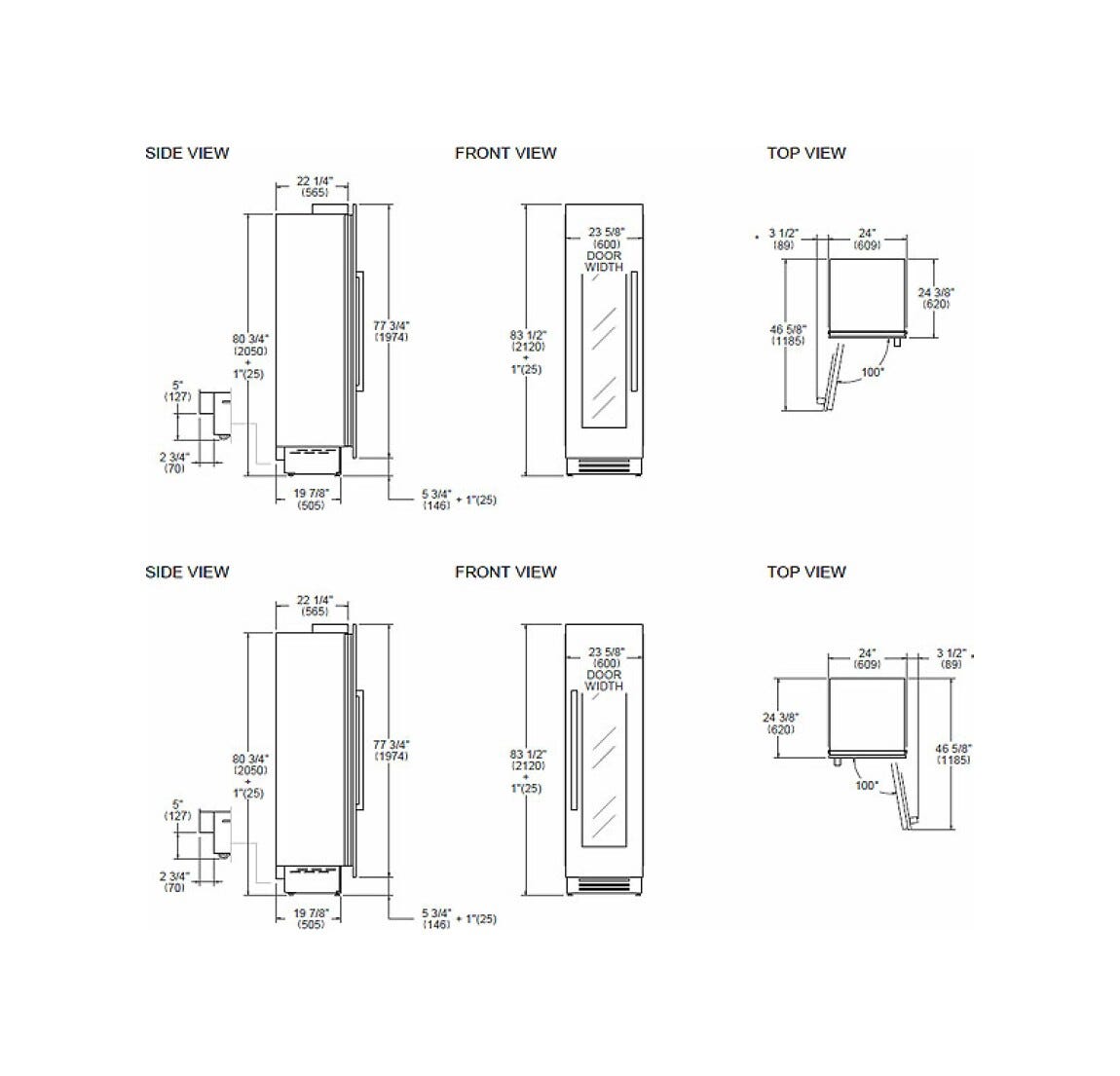 Bertazzoni WC605BRP2T Professional Cantina vini da incasso 60 cm, doppia zona, 80 bottiglie, pannelli acciaio inox