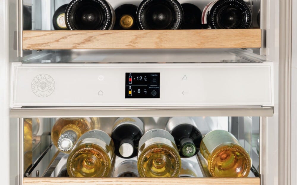 Bertazzoni WC605BRP2T Professional Cantina vini da incasso 60 cm, doppia zona, 80 bottiglie, pannelli acciaio inox