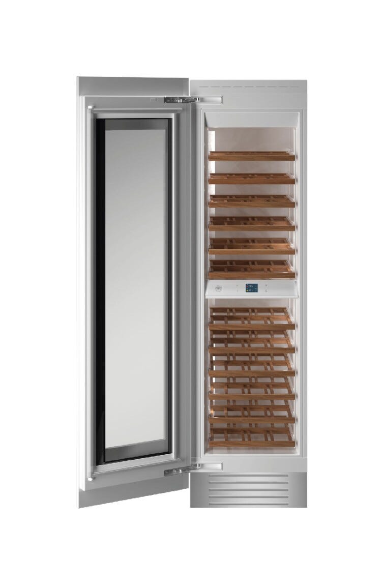 Bertazzoni WC605BLX2T Professional Cantina vini da incasso 60 cm, doppia zona, 80 bottiglie, apertura porta a sinistra, inox