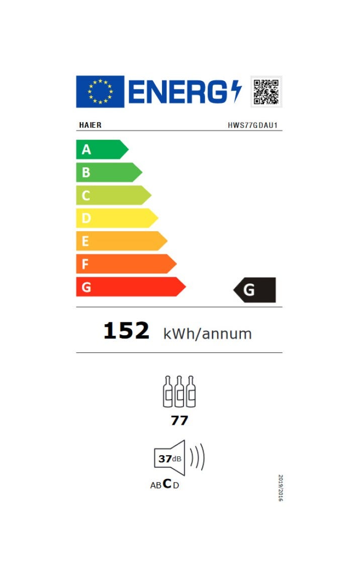 Haier HWS77GDAU Wine Bank 50 Serie 7 Cantina vini cm. 50 - 77 bottiglie - nero