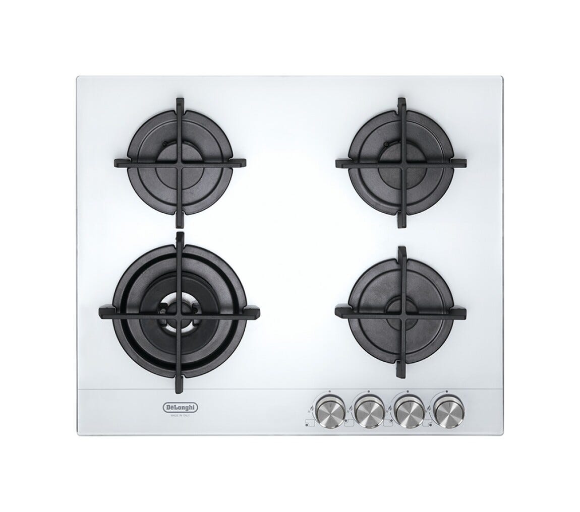 De Longhi NSL460B Life Piano a cottura a gas cm. 60 - vetro bianco