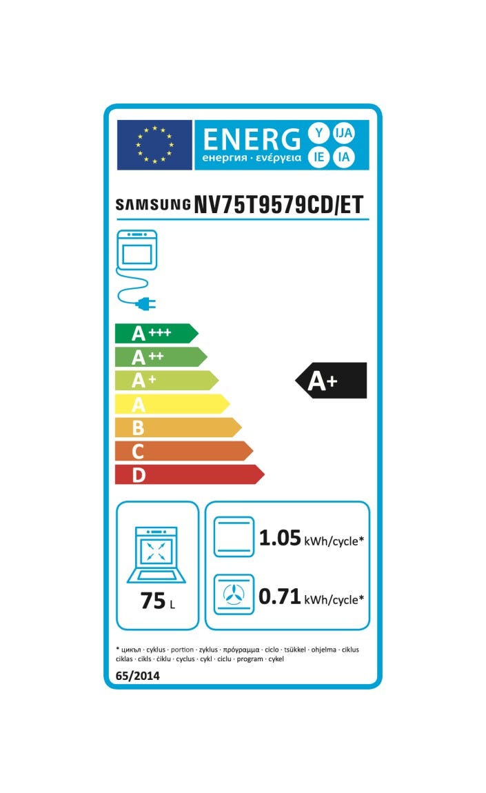 Samsung NV75T9579CD Infinity Line Forno elettrico pirolitico multifunzione cm. 60 - grafite