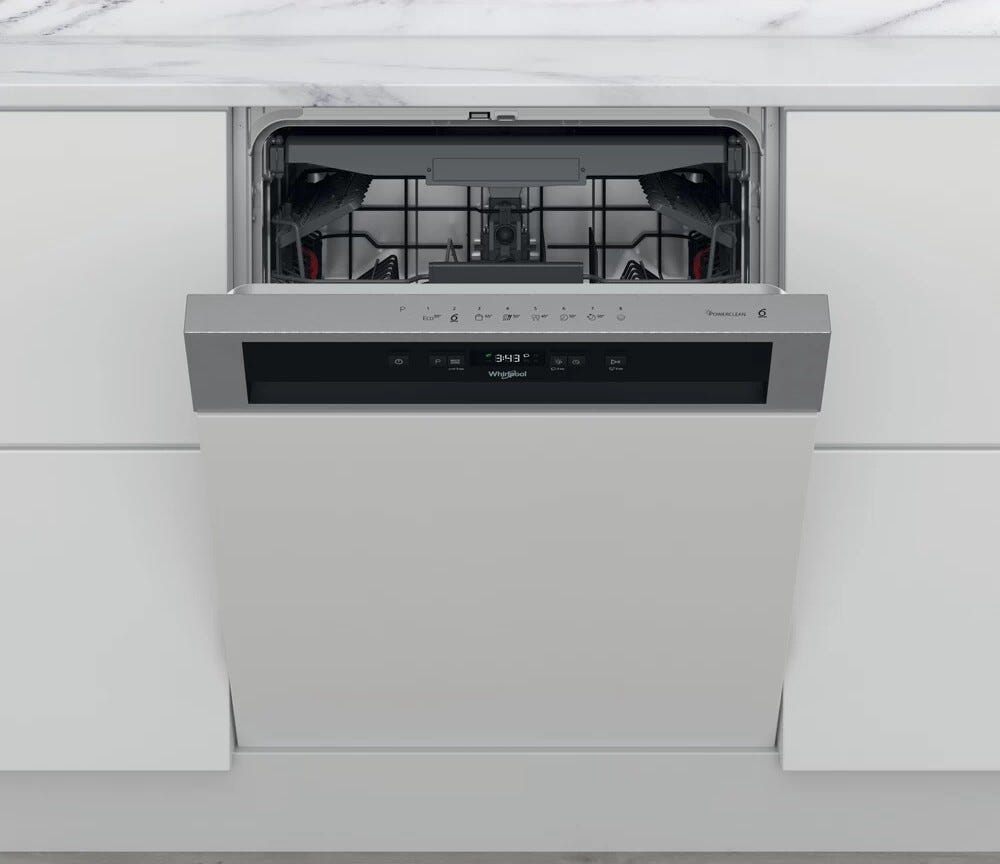 Whirlpool WBC3C34PFX Lavastoviglie integrata parziale cm. 60 - 14 coperti - frontalino inox