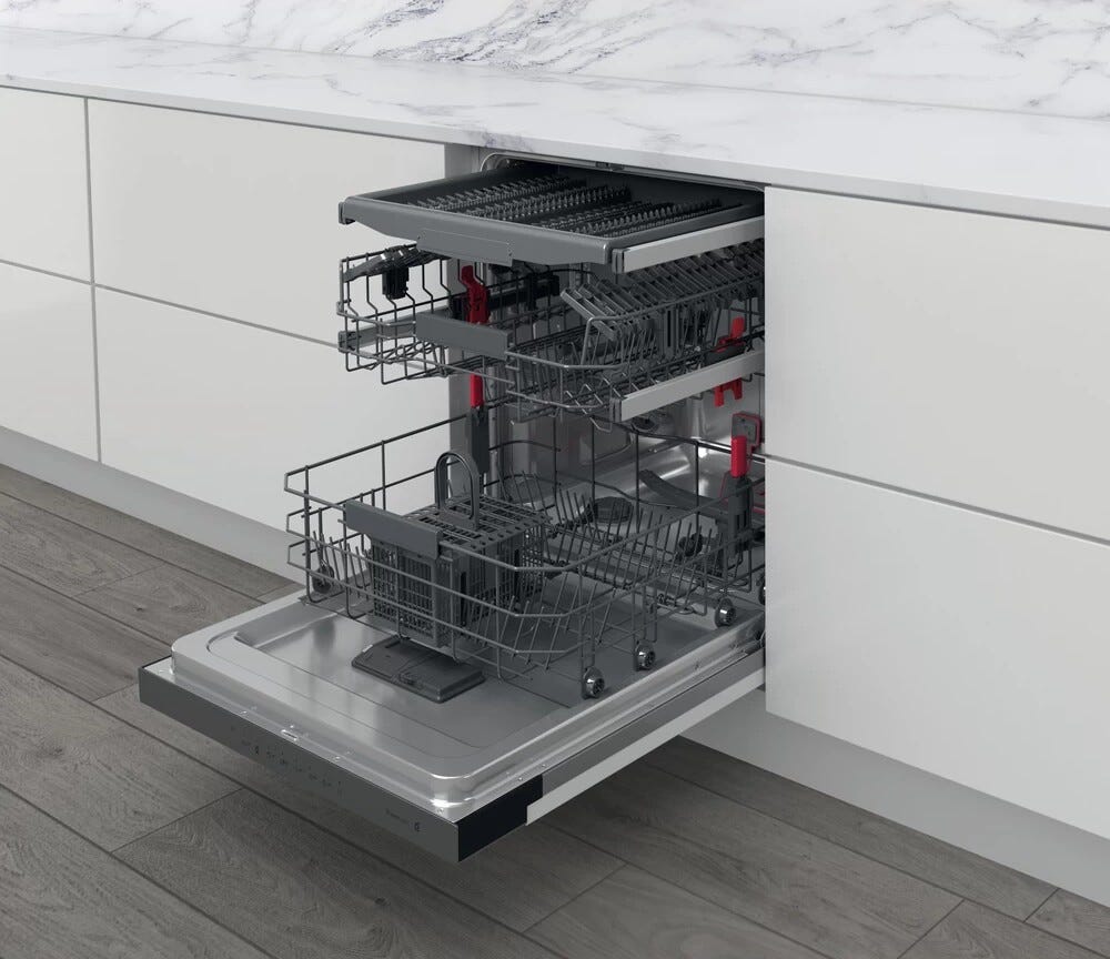 Whirlpool WBC3C34PFX Lavastoviglie integrata parziale cm. 60 - 14 coperti - frontalino inox
