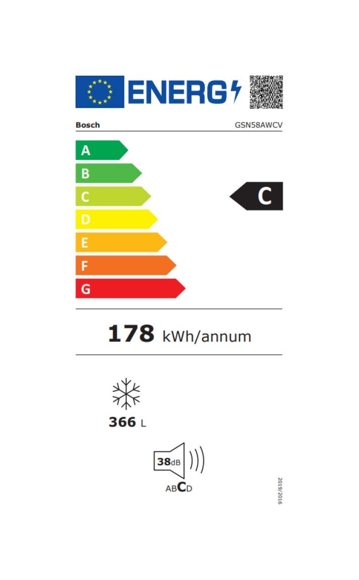 Bosch GSN58AWCV 6 Congelatore verticale a libera installazione cm. 70 h. 191 - lt. 366 - bianco
