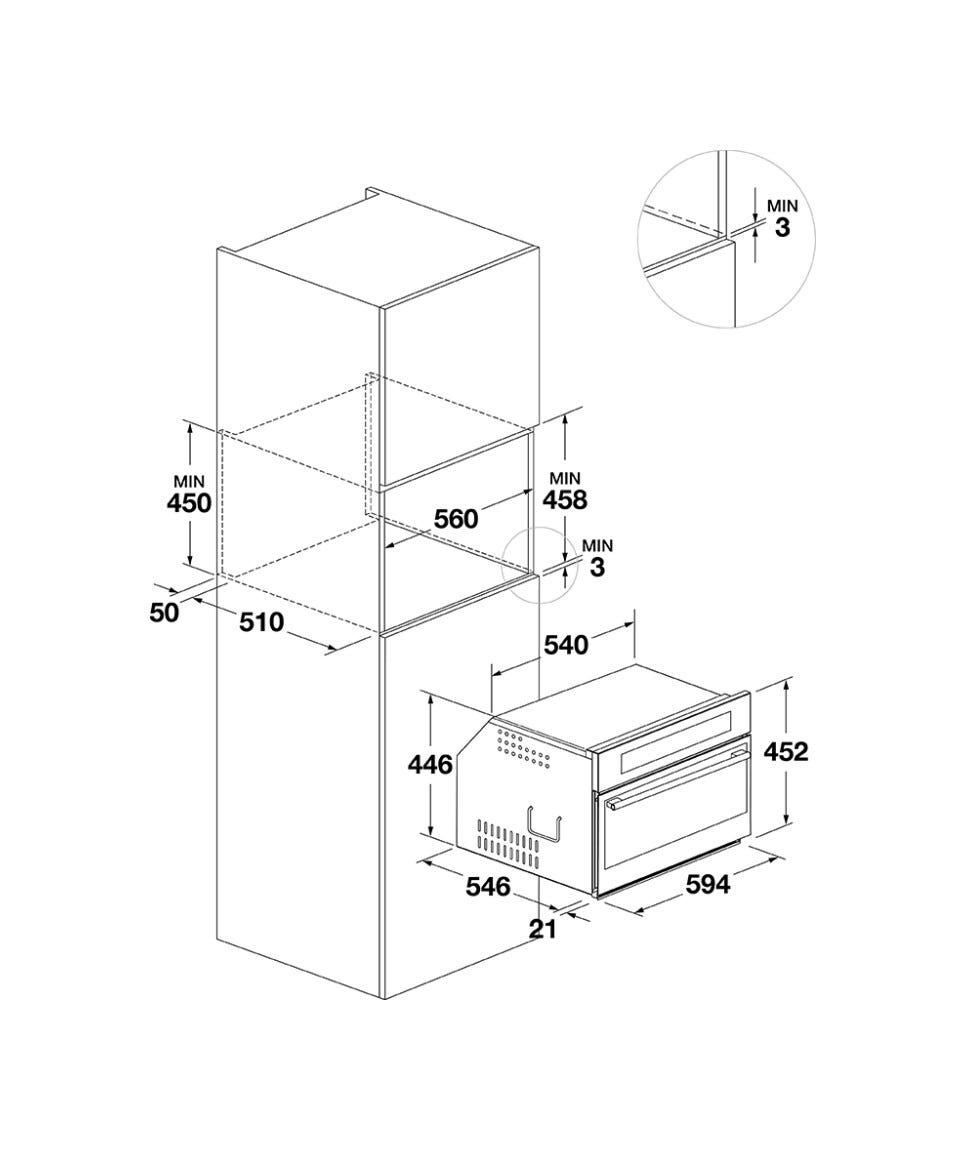 Fulgor FCMO 4510 TEM X Forno microonde da incasso cm. 59 h. 46 - inox