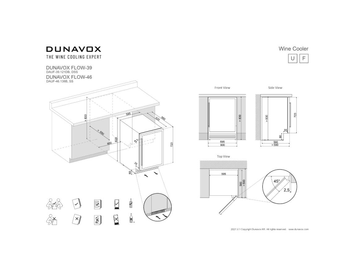 Dunavox UF-39.121DSS Flow-39 Cantina vini cm. 59 - 39 bottiglie - inox