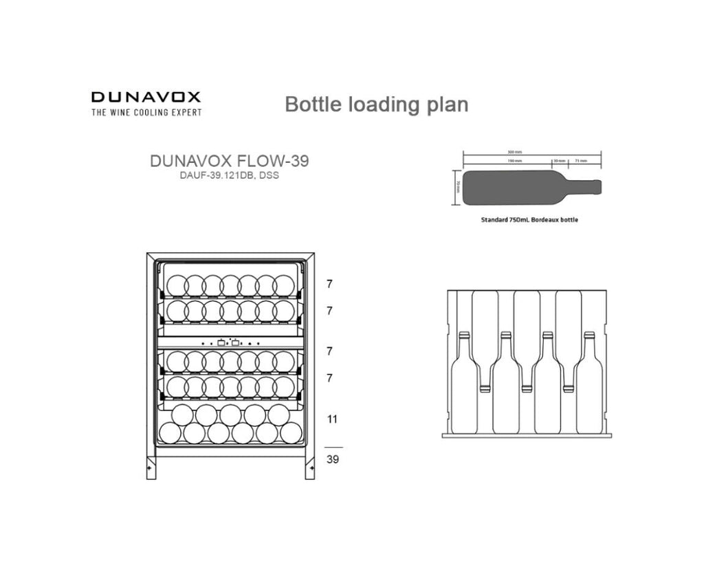 Dunavox UF-39.121DSS Flow-39 Cantina vini cm. 59 - 39 bottiglie - inox