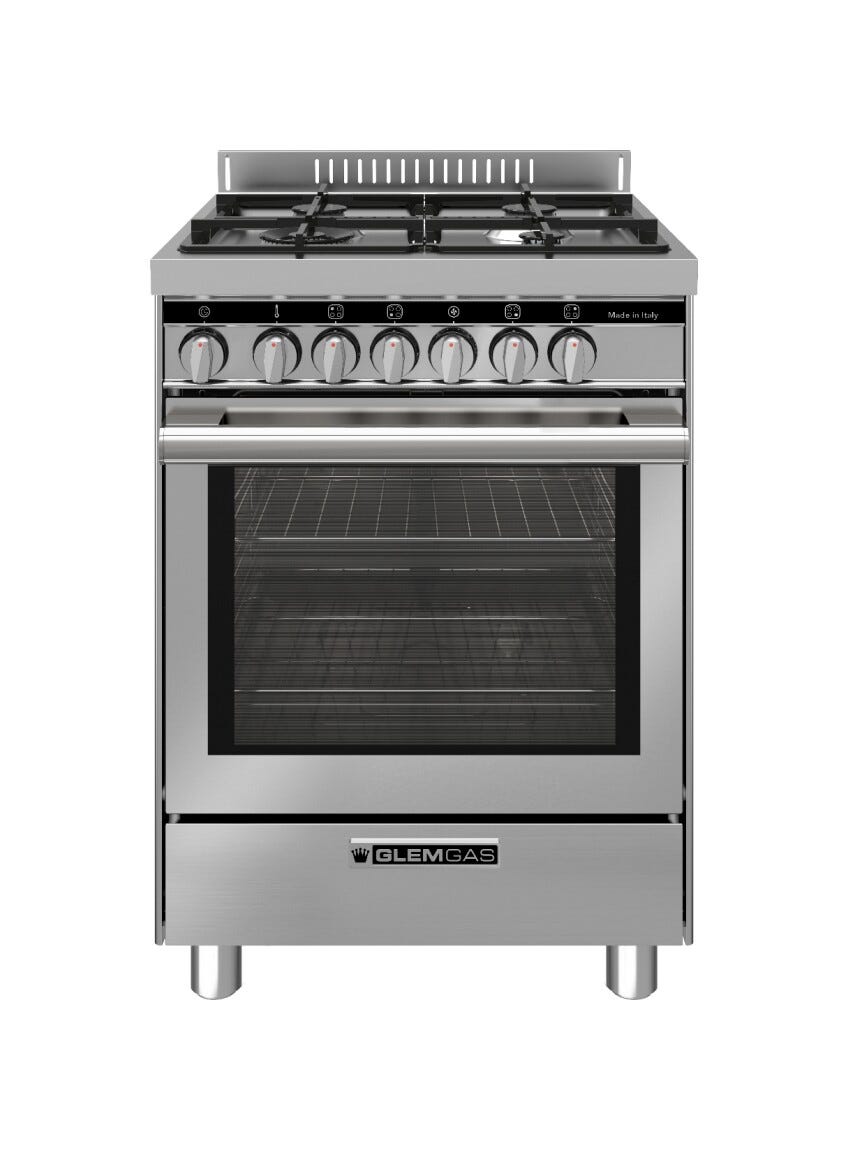 Glem ST664MI Specialista Cucina da accosto cm. 60x60 - 4 fuochi + forno elettrico - acciaio inox