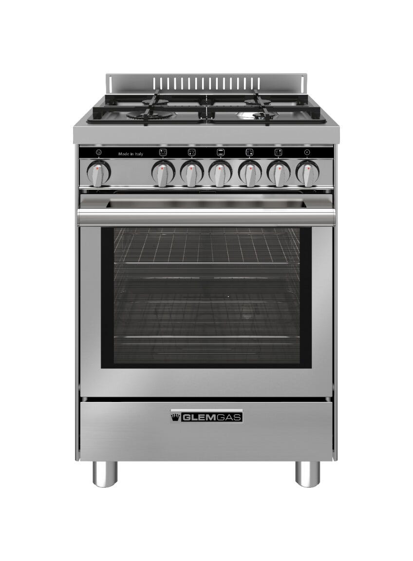 Glem ST664VI Specialista Cucina da accosto cm. 60x60 - 4 fuochi + forno a gas - inox