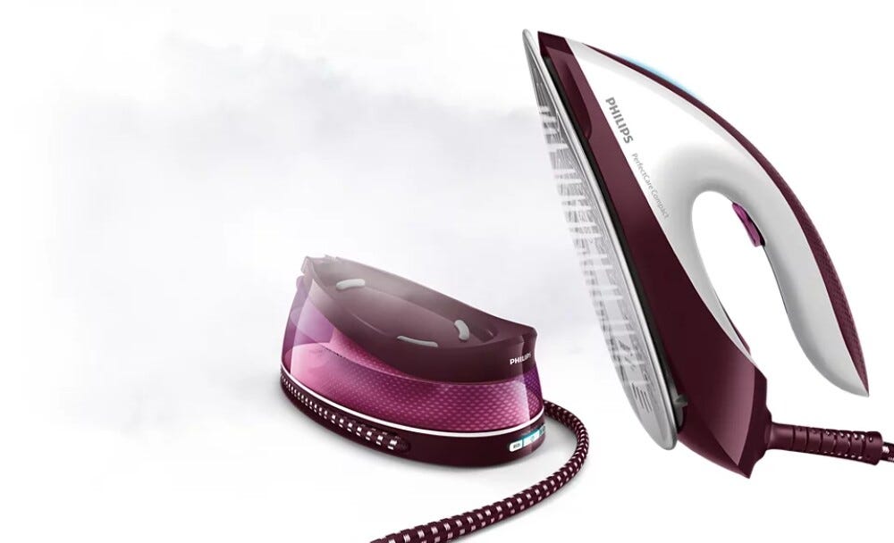 Philips GC7842 PerfectCare Compact Ferro da stiro con caldaia a vapore - bianco / fucsia