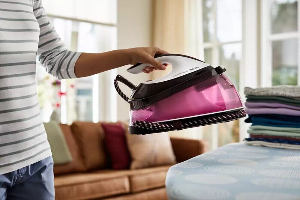 Philips GC7842 PerfectCare Compact Ferro da stiro con caldaia a vapore - bianco / fucsia