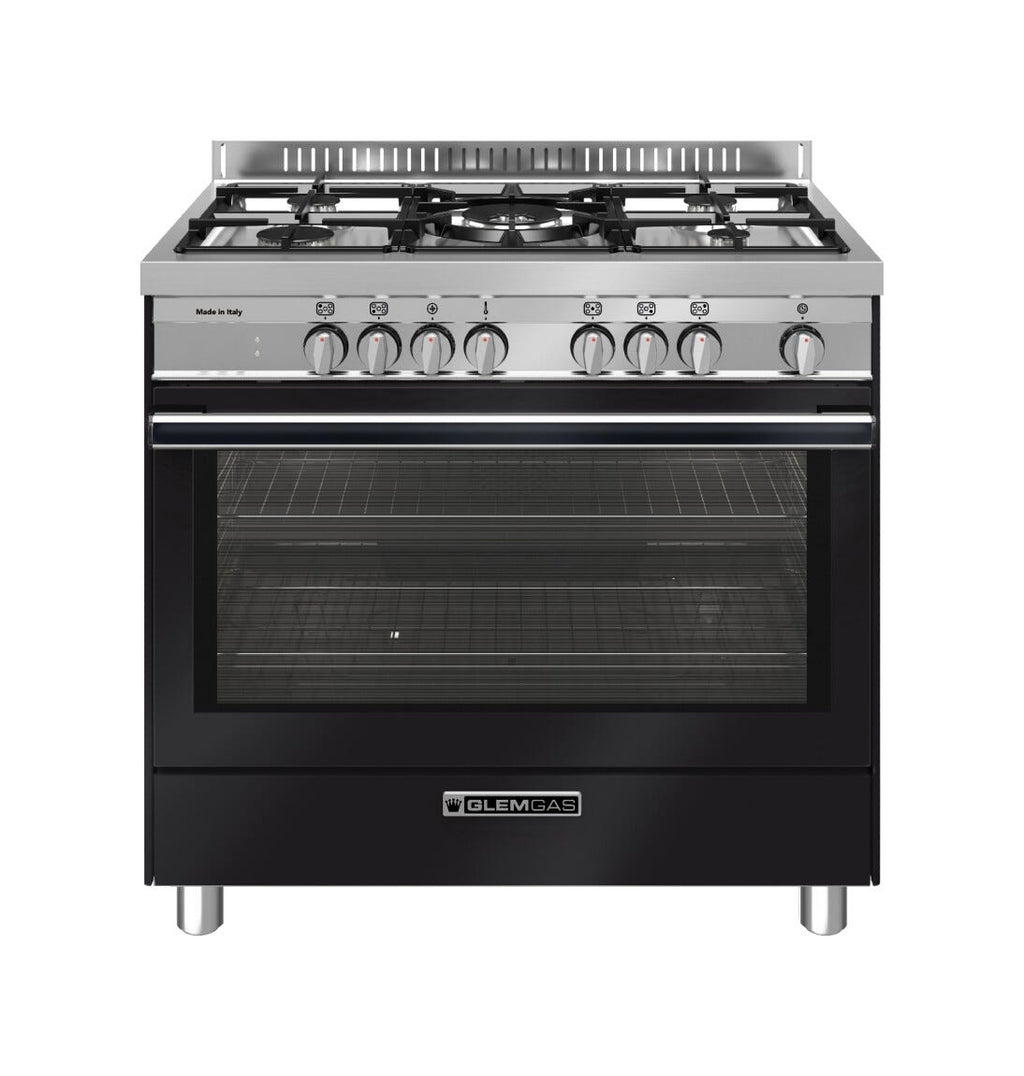 Glem ST965MBK Specialista Cucina da accosto cm. 90 - 5 fuochi + forno elettrico - nero carbone