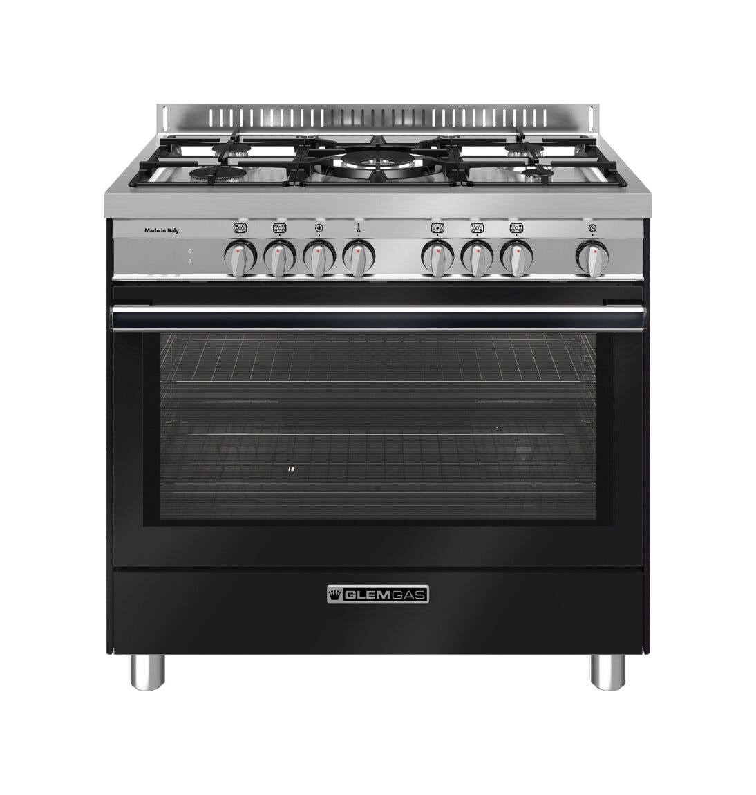 Glem ST965MBK Specialista Cucina da accosto cm. 90 - 5 fuochi + forno elettrico - nero carbone