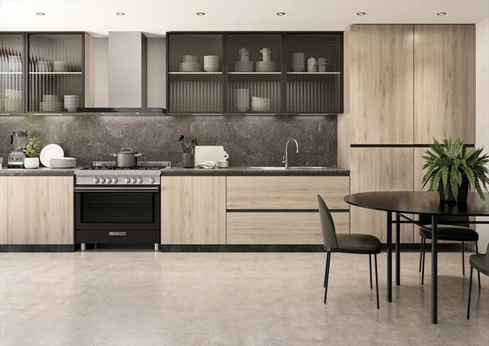 Glem ST965MBK Specialista Cucina da accosto cm. 90 - 5 fuochi + forno elettrico - nero carbone