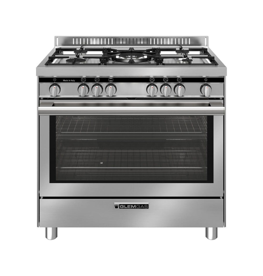 Glem ST965VI Specialista Cucina da accosto cm. 90 - 5 fuochi + forno a gas - acciaio inox