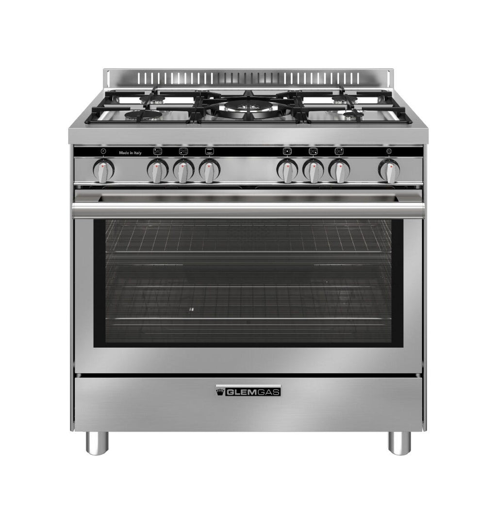 Glem ST965VI Specialista Cucina da accosto cm. 90 - 5 fuochi + forno a gas - acciaio inox