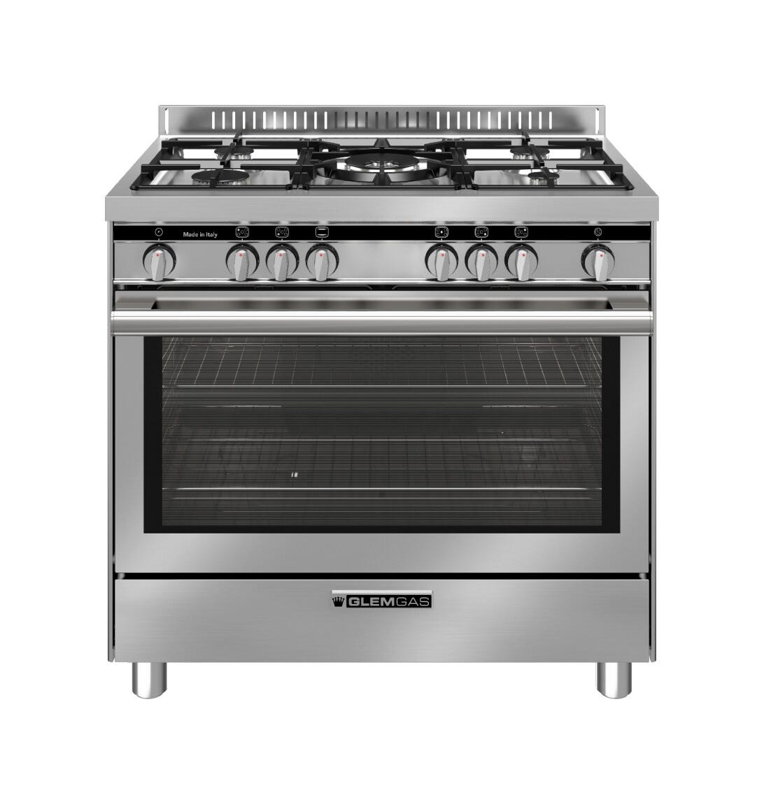 Glem ST965VI Specialista Cucina da accosto cm. 90 - 5 fuochi + forno a gas - acciaio inox