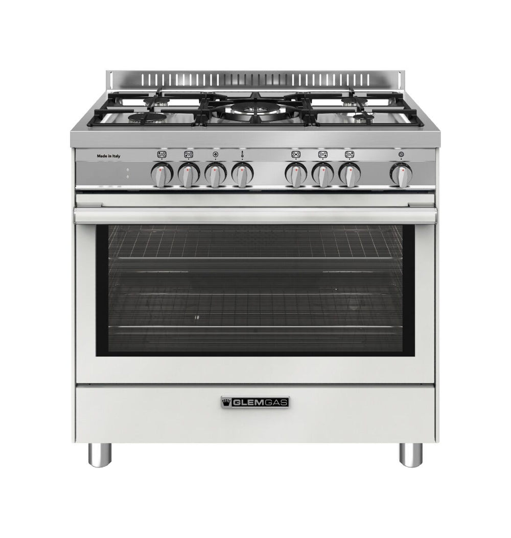 Glem ST965MWH Specialista Cucina da accosto cm. 90 - 5 fuochi + forno elettrico - bianco farina