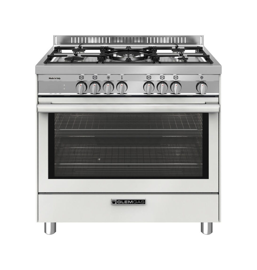 Glem ST965MWH Specialista Cucina da accosto cm. 90 - 5 fuochi + forno elettrico - bianco farina