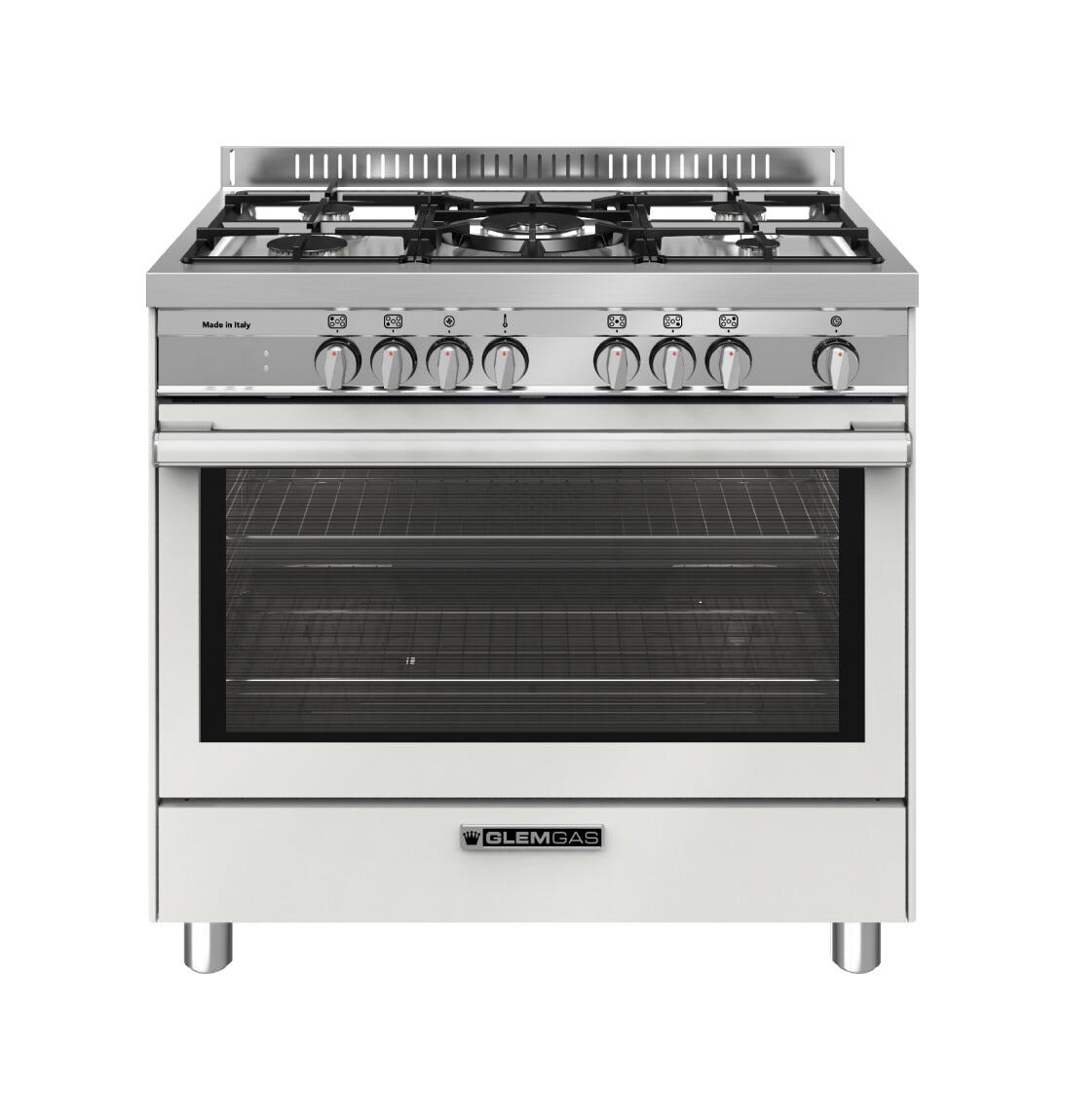 Glem ST965MWH Specialista Cucina da accosto cm. 90 - 5 fuochi + forno elettrico - bianco farina