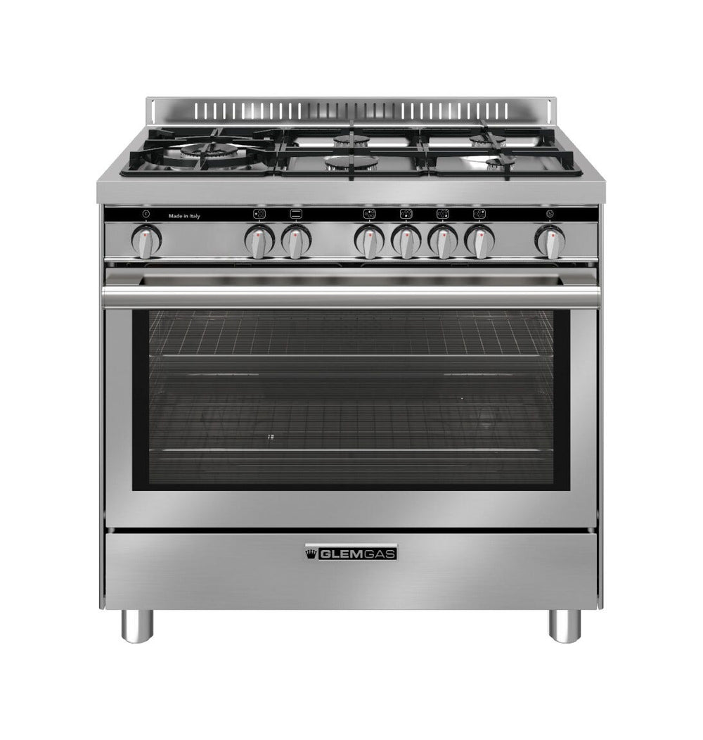 Glem ST96TVI Specialista Cucina da accosto cm. 90 - 5 fuochi + forno a gas - acciaio inox