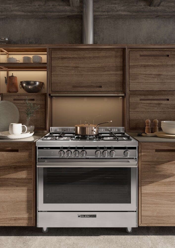 Glem ST96TVI Specialista Cucina da accosto cm. 90 - 5 fuochi + forno a gas - acciaio inox