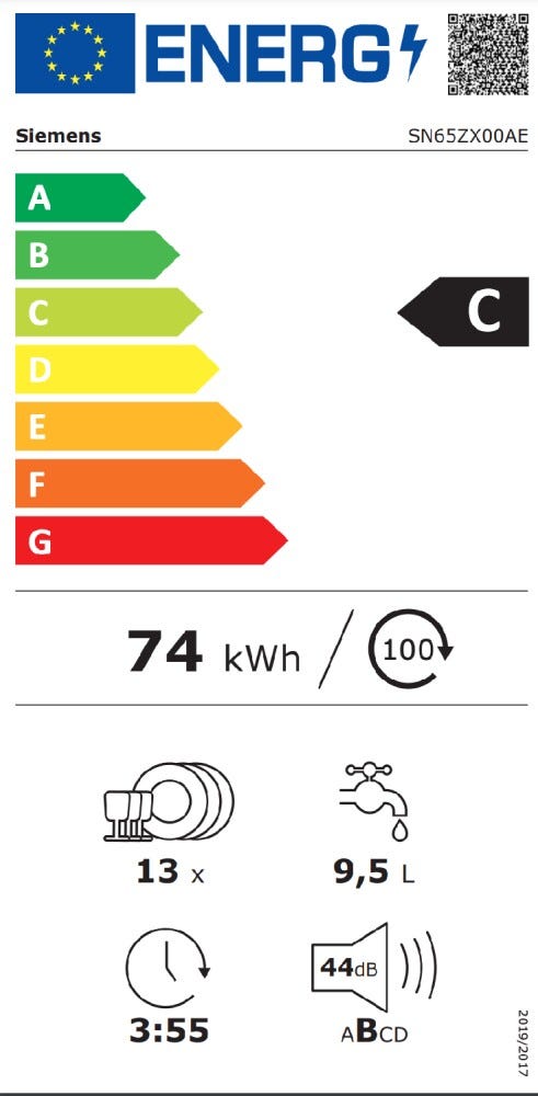 Siemens SN65ZX00AE iQ500 Lavastoviglie integrata totale cm. 60 - 13 coperti