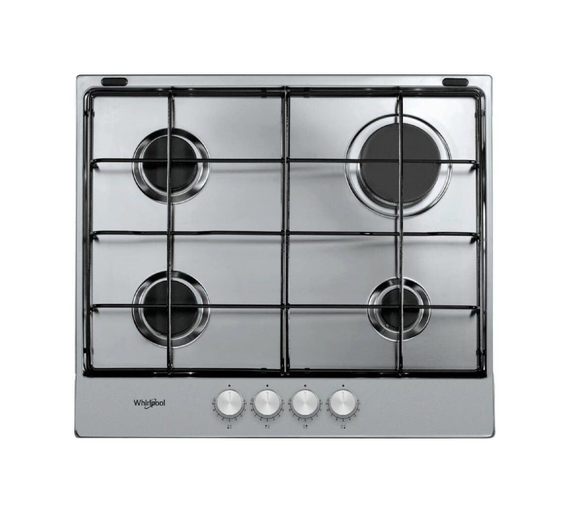 Whirlpool TGML650IX Piano cottura a gas 4 fuochi cm. 58 - acciaio inossidabile