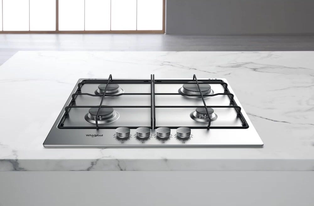 Whirlpool TGML650IX Piano cottura a gas 4 fuochi cm. 58 - acciaio inossidabile