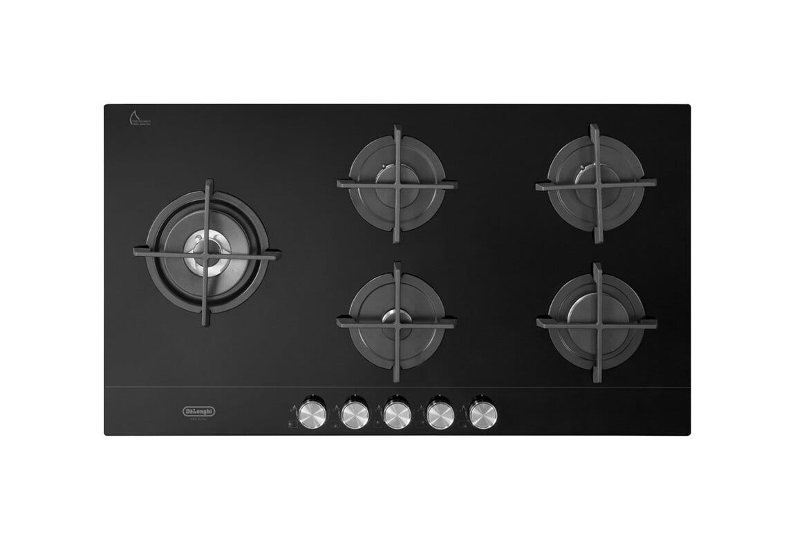 De Longhi NSL590DNCM Life Piano cottura a gas 5 fuochi - cm. 90 - vetroceramica nero