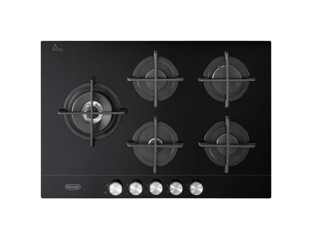 De Longhi NSL575DNCM Life Piano cottura a gas 5 fuochi - cm.75 - vetroceramica nero