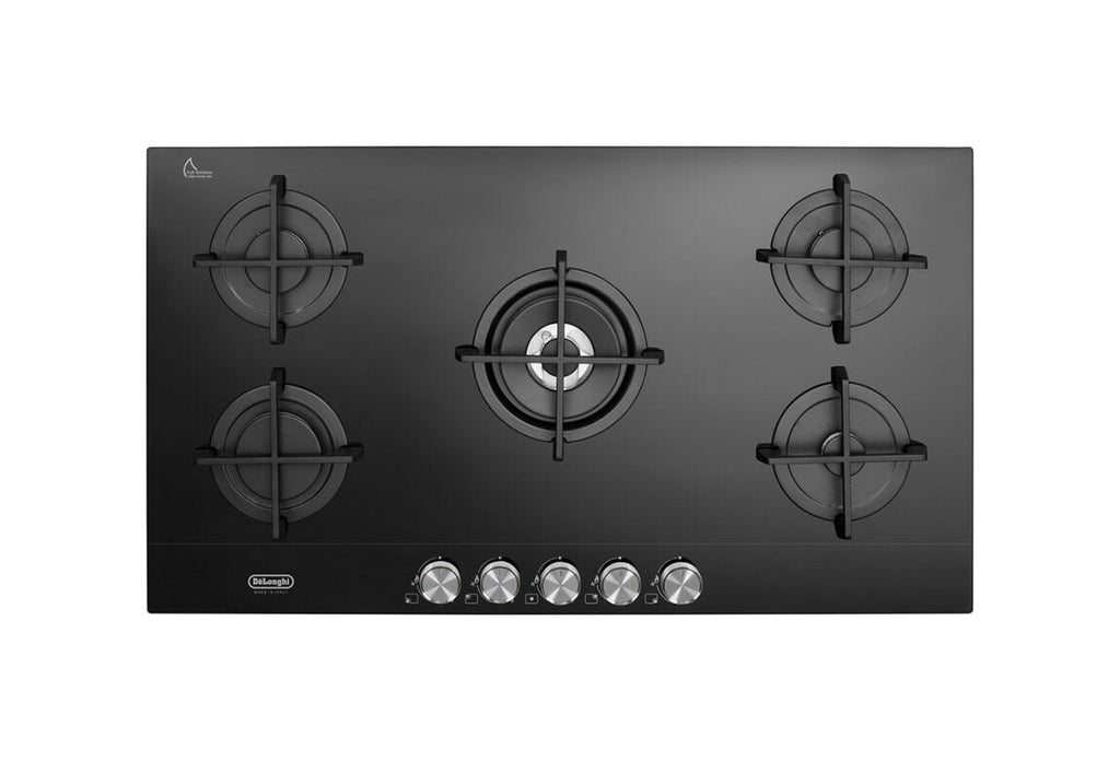 De Longhi NSL590NC Life Piano cottura a gas 5 fuochi - cm. 90 - vetroceramica nero