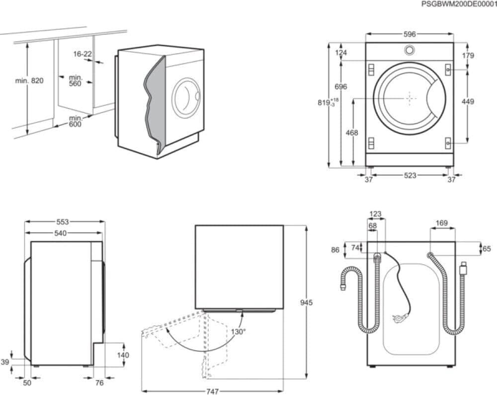 Electrolux EW7F472WBI PerfectCare 700 Vapore PRO Lavatrice da incasso, PerfectCare 700, 7 kg, SteamCare, SensiCare