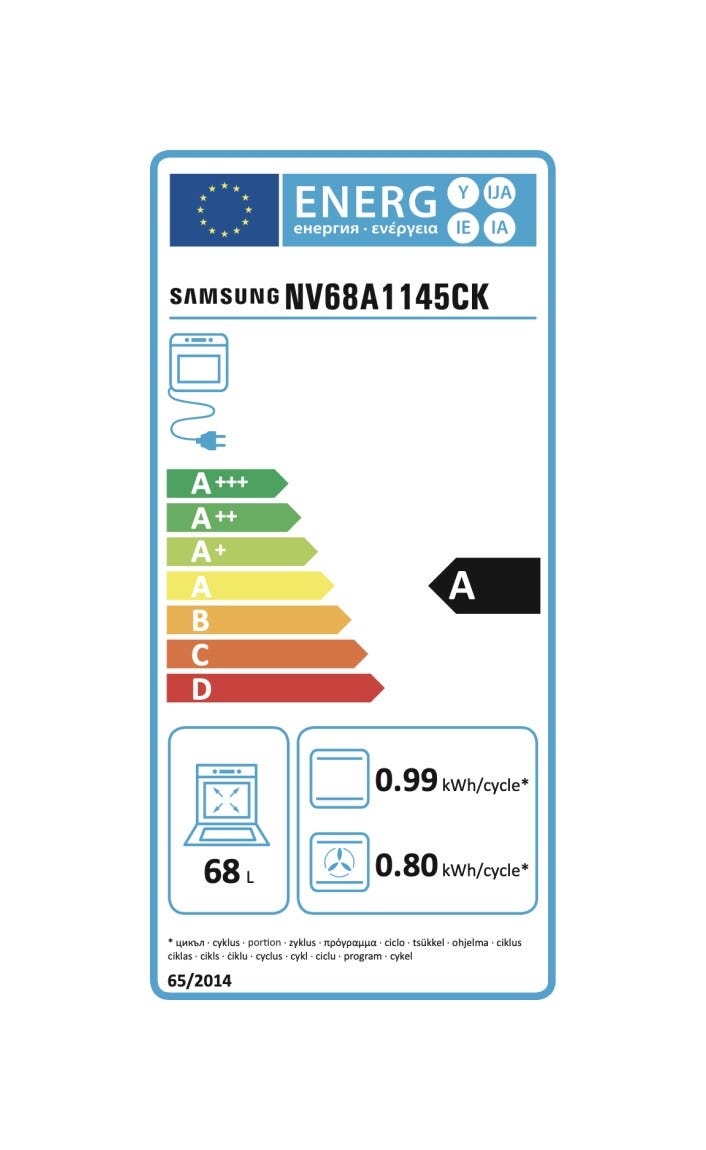 Samsung NV68A1145CK/EO Forno elettrico multifunzione cm. 60 - nero