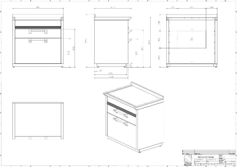 Steel Ascot A9C-P Ascot Piano da lavoro 90 cm, 3 cassetti soft-close, acciaio inox AISI 304