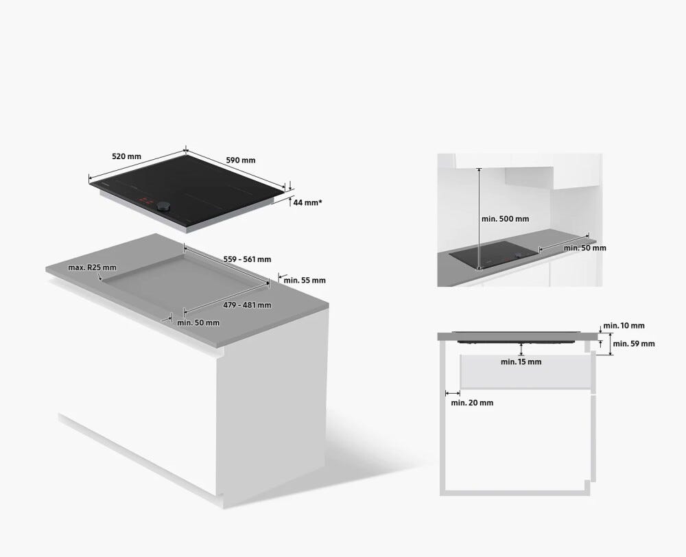 Samsung NZ64B6058KK Piano cottura a induzione cm. 60 - vetroceramica nero