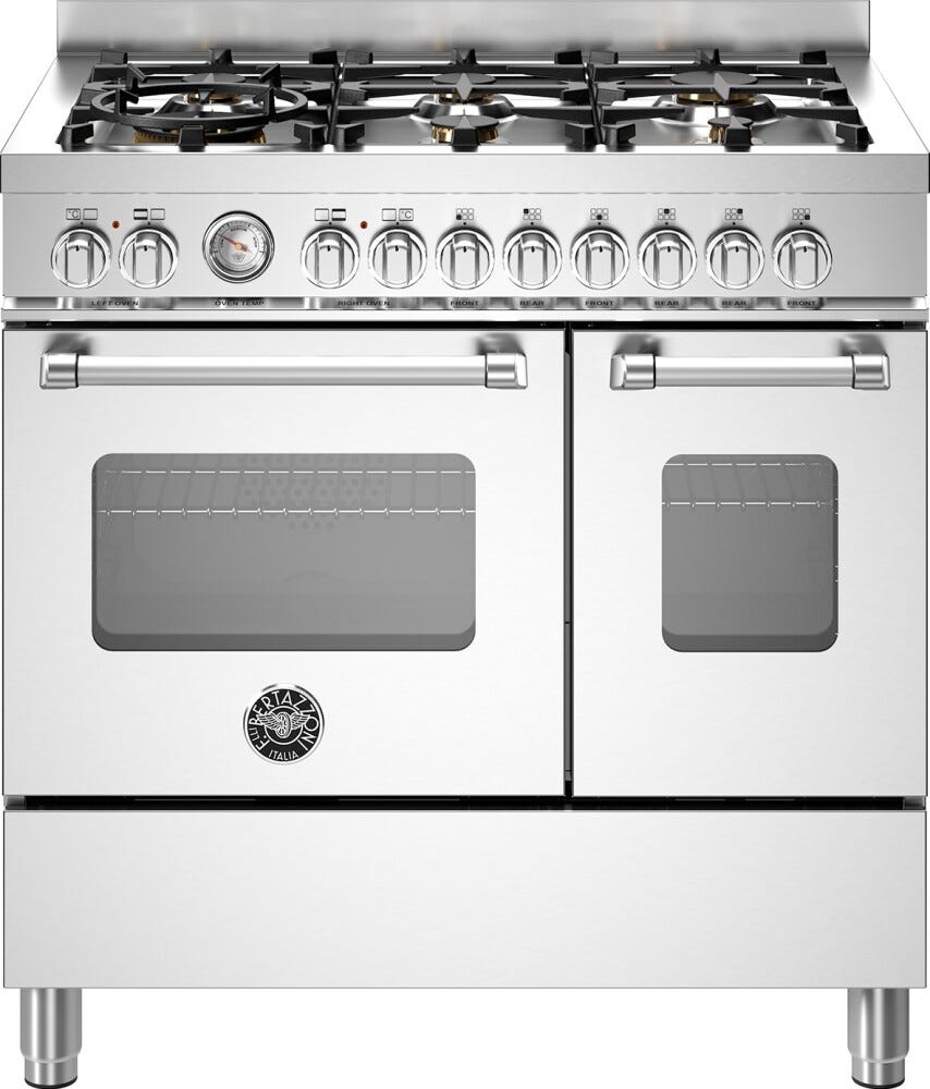 Bertazzoni MAS96L2EXT Master Cucina da accosto 90 cm, piano a gas 6 fuochi, doppio forno, inox