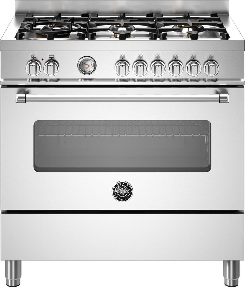 Bertazzoni MAS96L1EXT Master Cucina da accosto 90 cm, 6 fuochi a gas, forno gigante elettrico multifunzione, inox