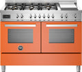Bertazzoni PRO126G2EART Professional Cucina da accosto 120 cm, 6 fuochi a gas, doppio forno gemello e piastra teppan-yaki, arancione
