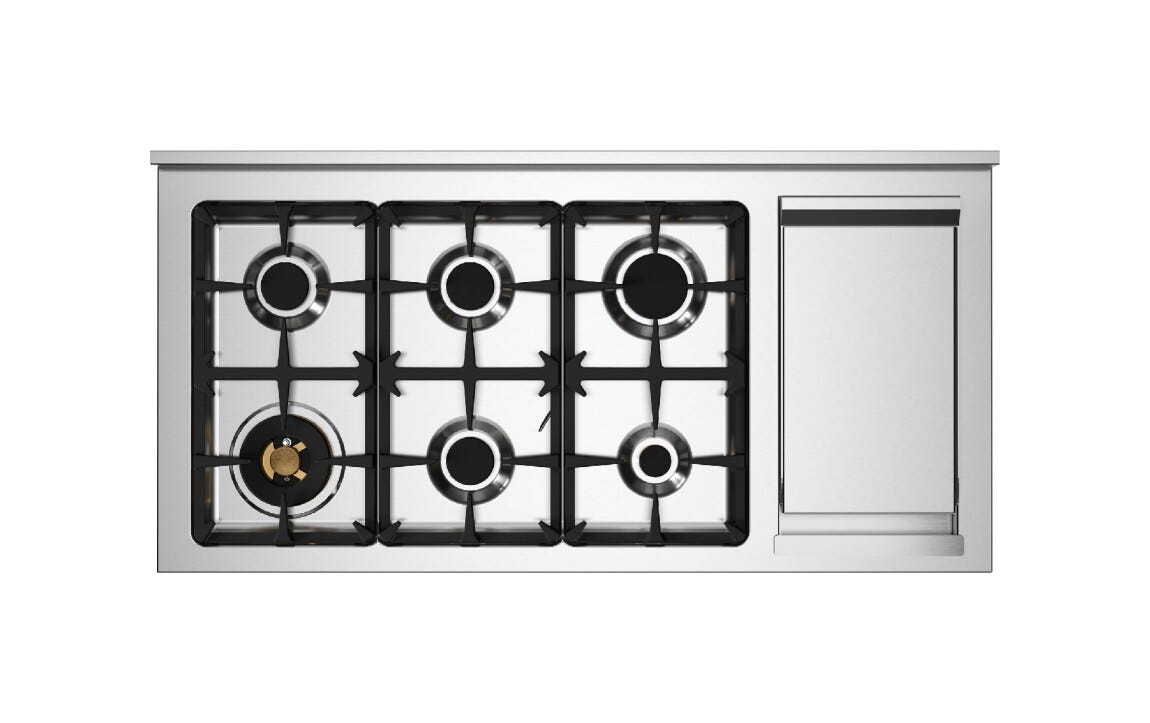 Bertazzoni PRO126G2EART Professional Cucina da accosto 120 cm, 6 fuochi a gas, doppio forno gemello e piastra teppan-yaki, arancione