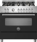 Bertazzoni MAS96L1ENET Master Cucina a libera installazione 90 cm, piano a gas 6 fuochi, forno elettrico multifunzione 103 L, nero