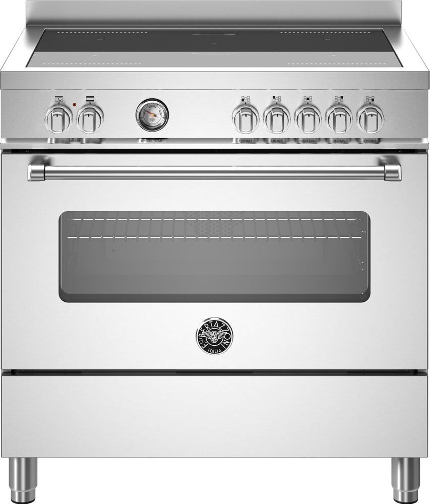 Bertazzoni MAS95I1EXT Master Cucina a libera installazione 90 cm, piano a induzione 5 zone e forno elettrico 103 L, inox