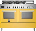 Bertazzoni PRO126G2EGIT Professional Cucina a libera installazione 120 cm, 6 fuochi a gas, doppio forno gemello, giallo