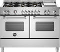 Bertazzoni MAS126G2EXT Master Cucina da accosto 120 cm, 6 fuochi a gas, piastra teppan-yaki e doppi forni elettrici, inox